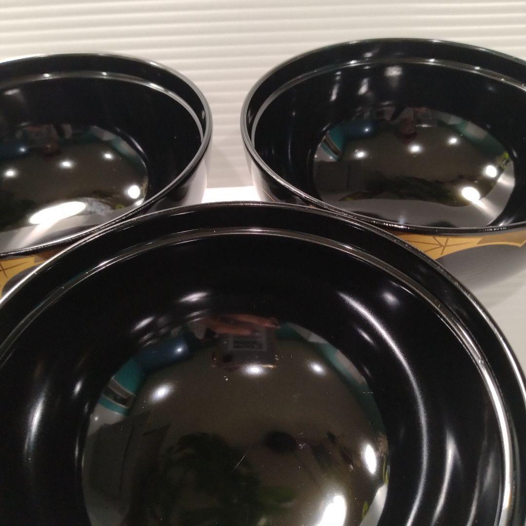 会津塗 漆器 漆 黒塗 扇 蒔絵 吸物椀 汁椀 蓋付き 和食器 黒金 5客揃