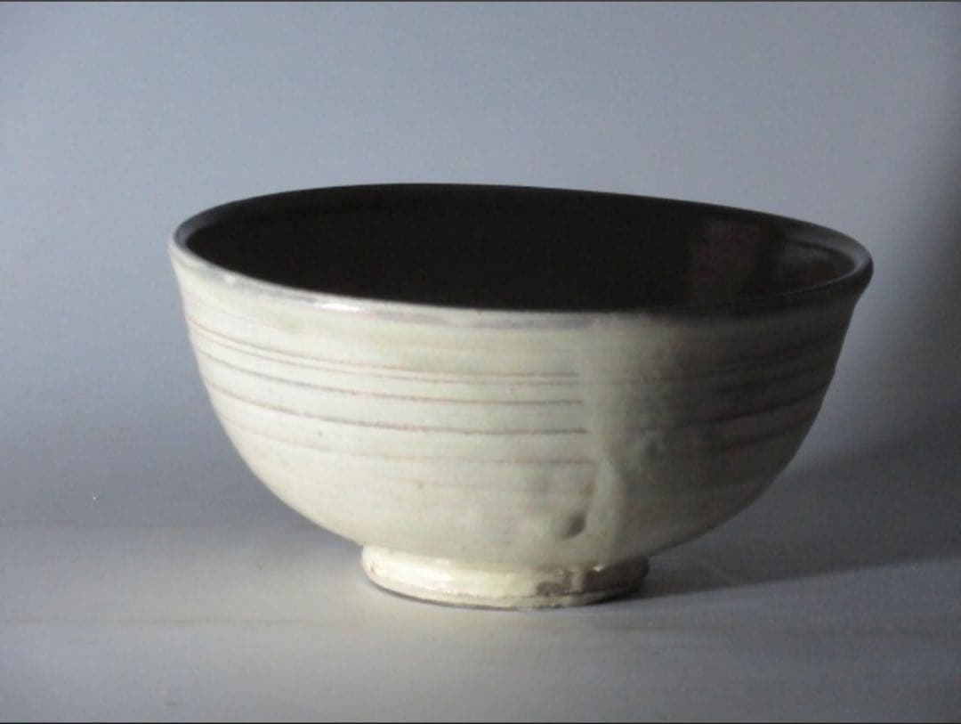 松井康成　粉引茶碗 素朴で透明感のある名碗！7138