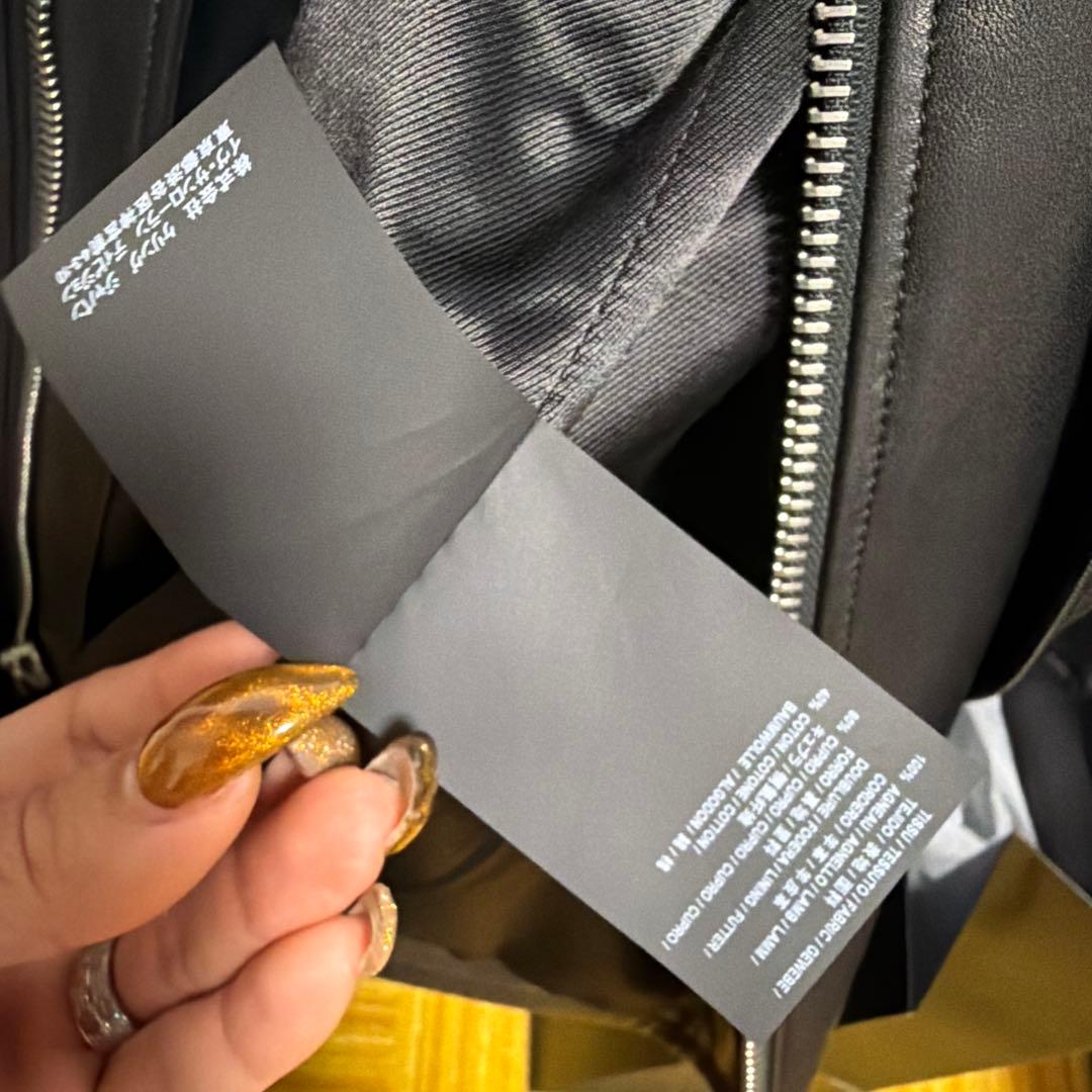 SAINT LAURENT ブラック シングルライダースジャケット　羊皮