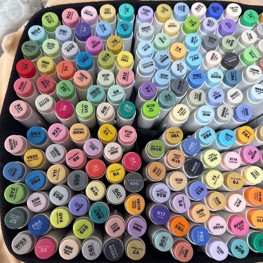 Ohuhu マーカーペン 筆タイプ 216色 イラストマーカー 筆・細字