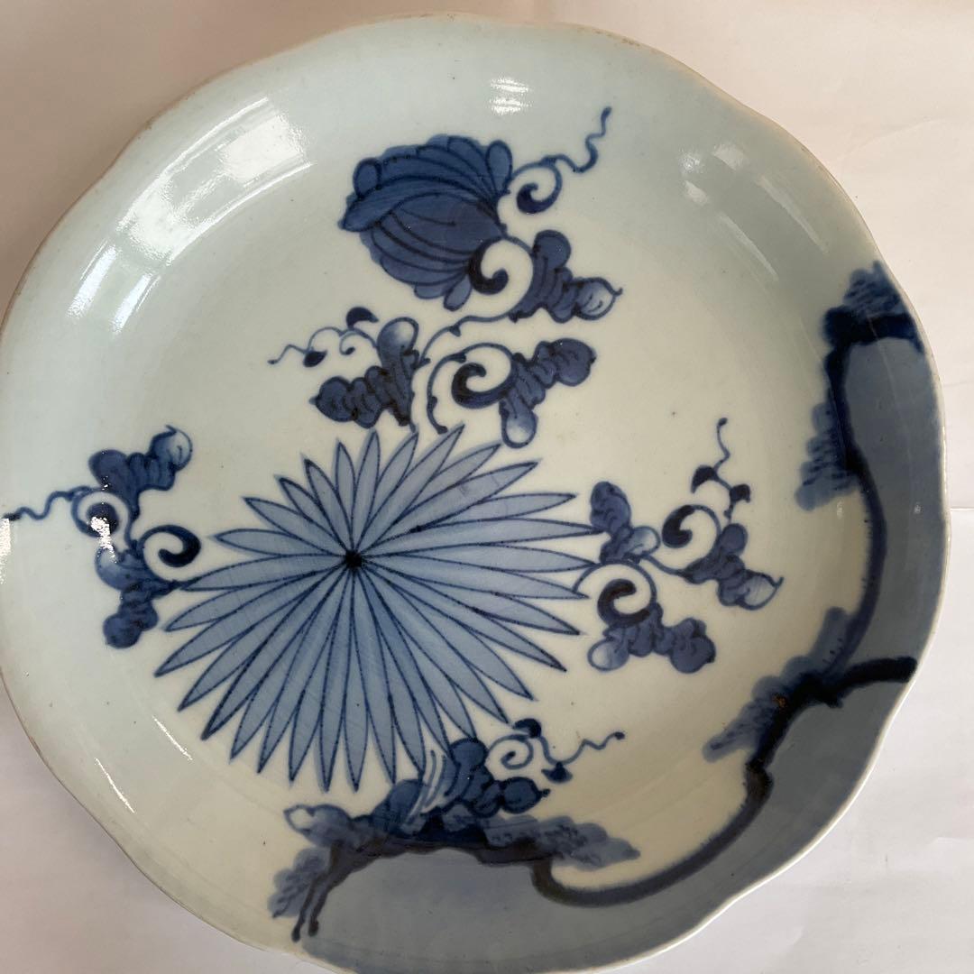 古伊万里　染付草花文尺皿　江戸時代中期〜後期頃　優品