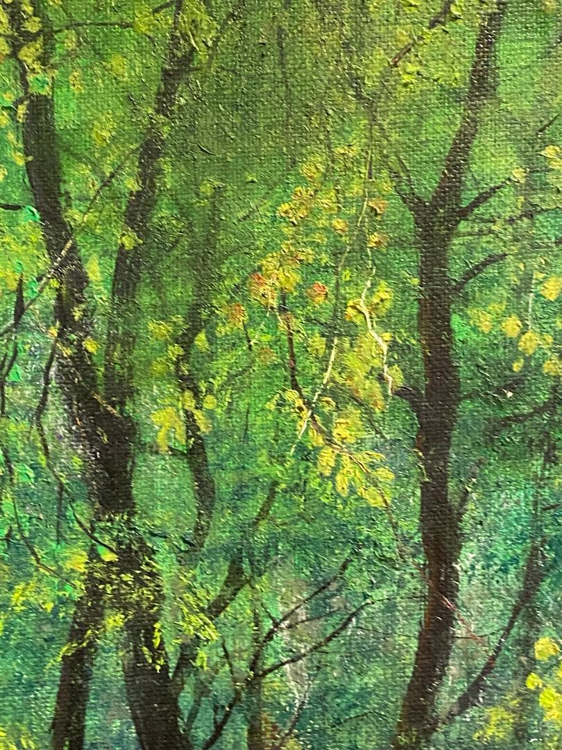 「真作」北川欽造「三乱の流れ」風景画　絵画　油彩画　額装　サイン有り　F10号