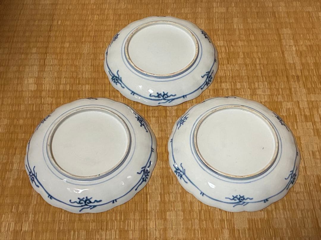 古伊万里 金彩 色絵 中皿 平皿 盛皿 三枚揃い 時代物