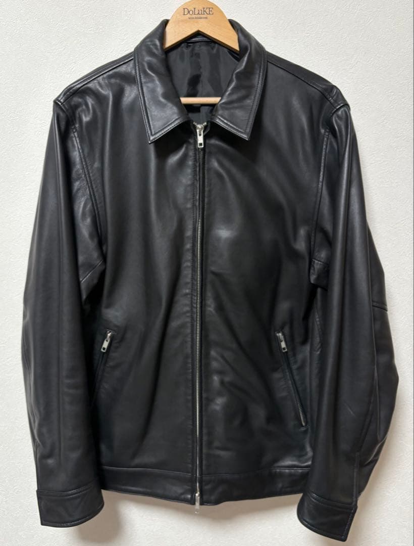 【最終値下げ！早い者勝ち！】シープレザー　襟付き　　 レザージャケット　黒