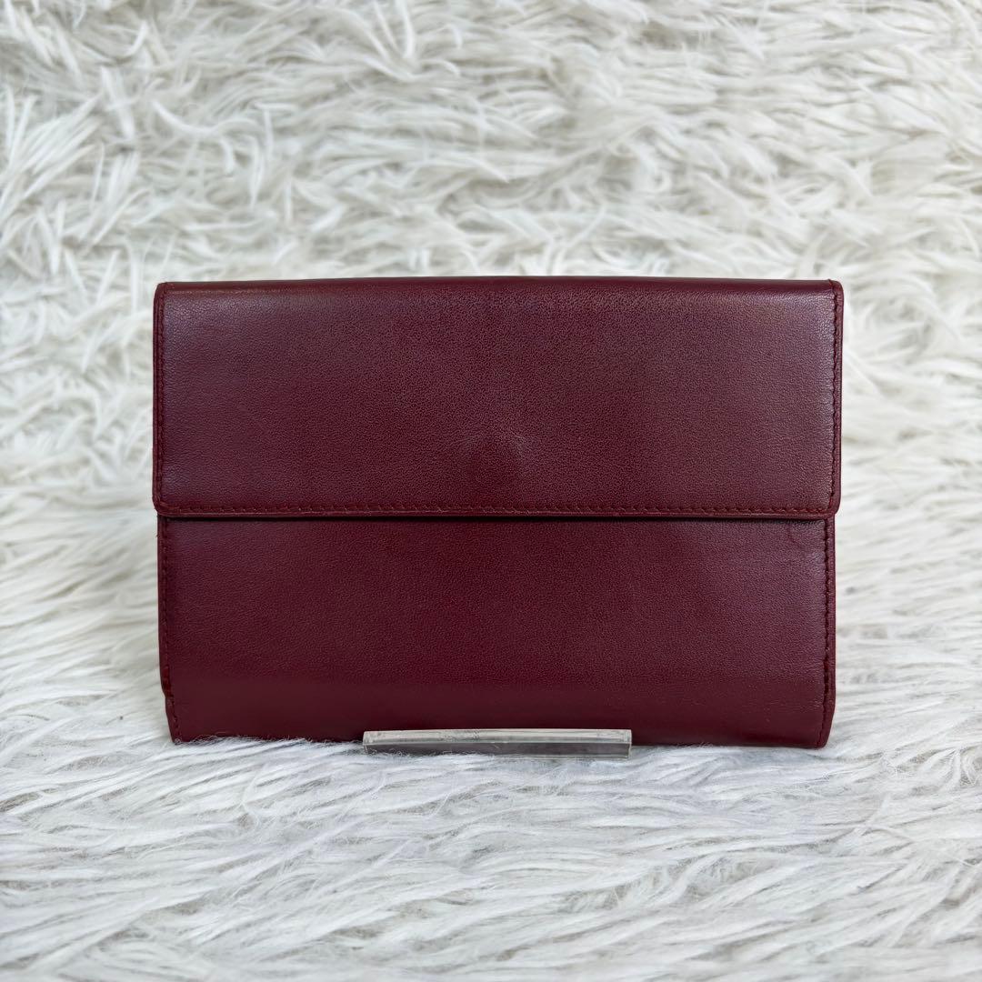 未使用級✨Cartier カルティエ 三つ折り財布 Wホック 金具 ボルドー