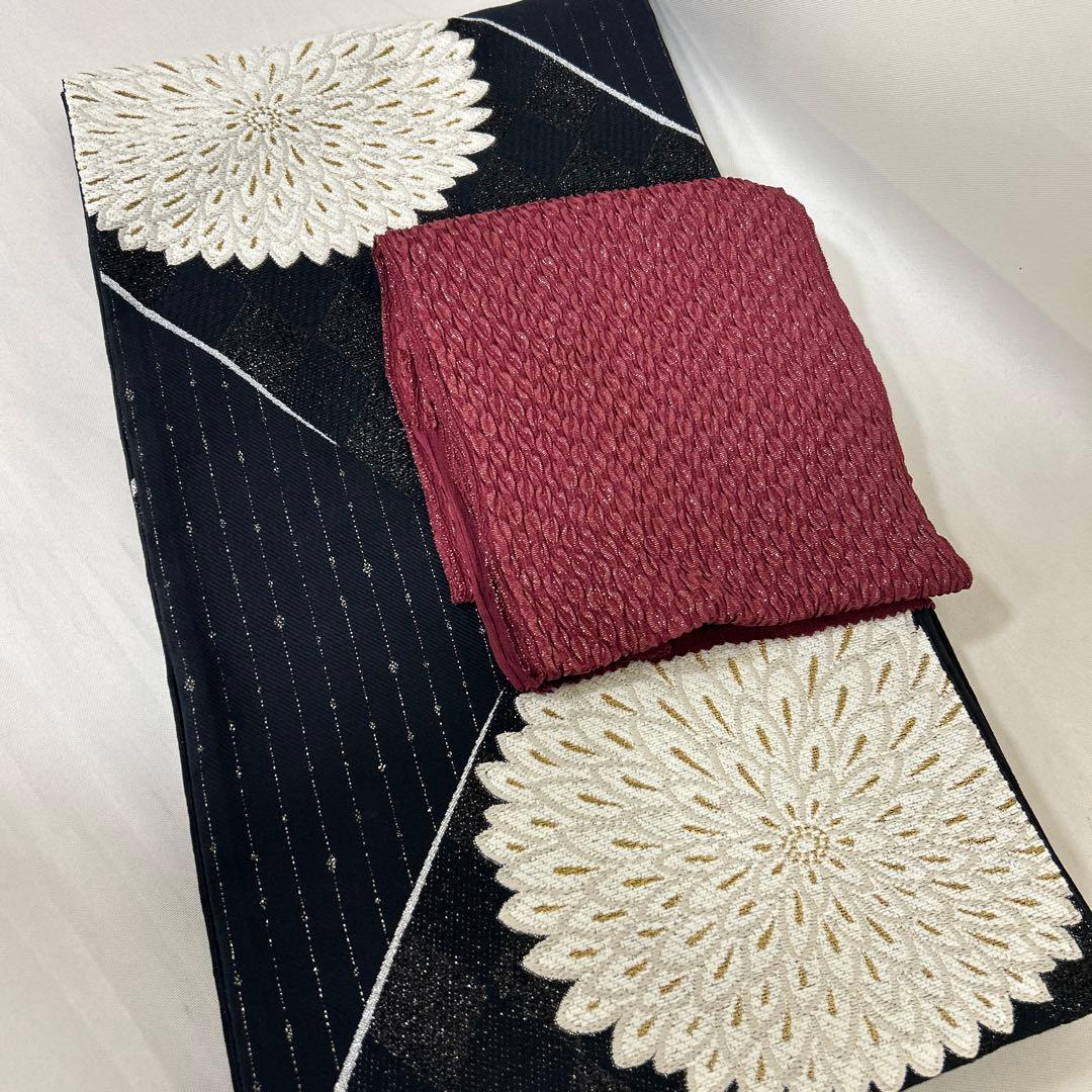 からし色　シックな菊の柄の振袖フルセット