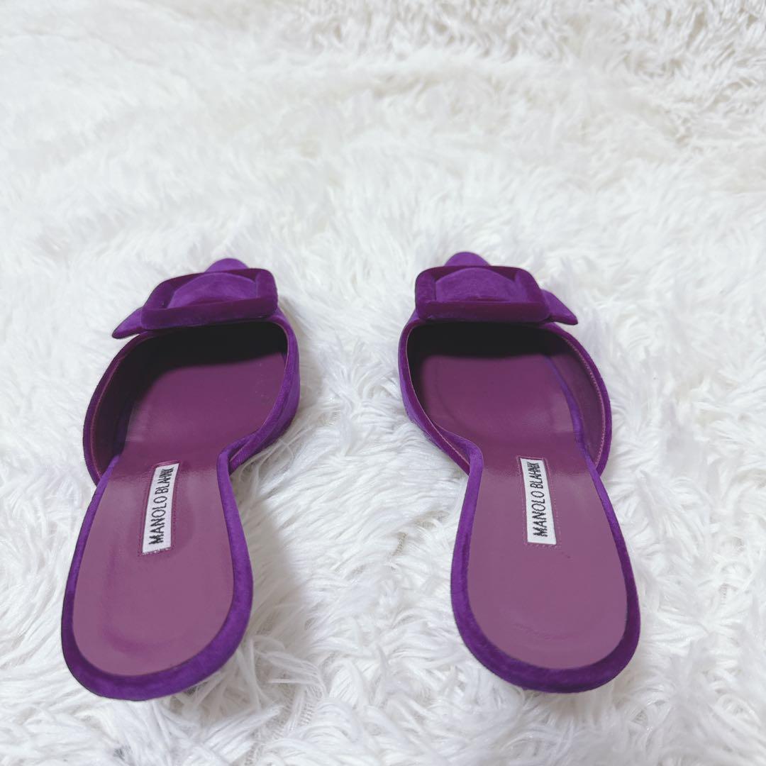 Manolo Blahnik マノロブラニク　メイセール　ミュール　スエード　紫
