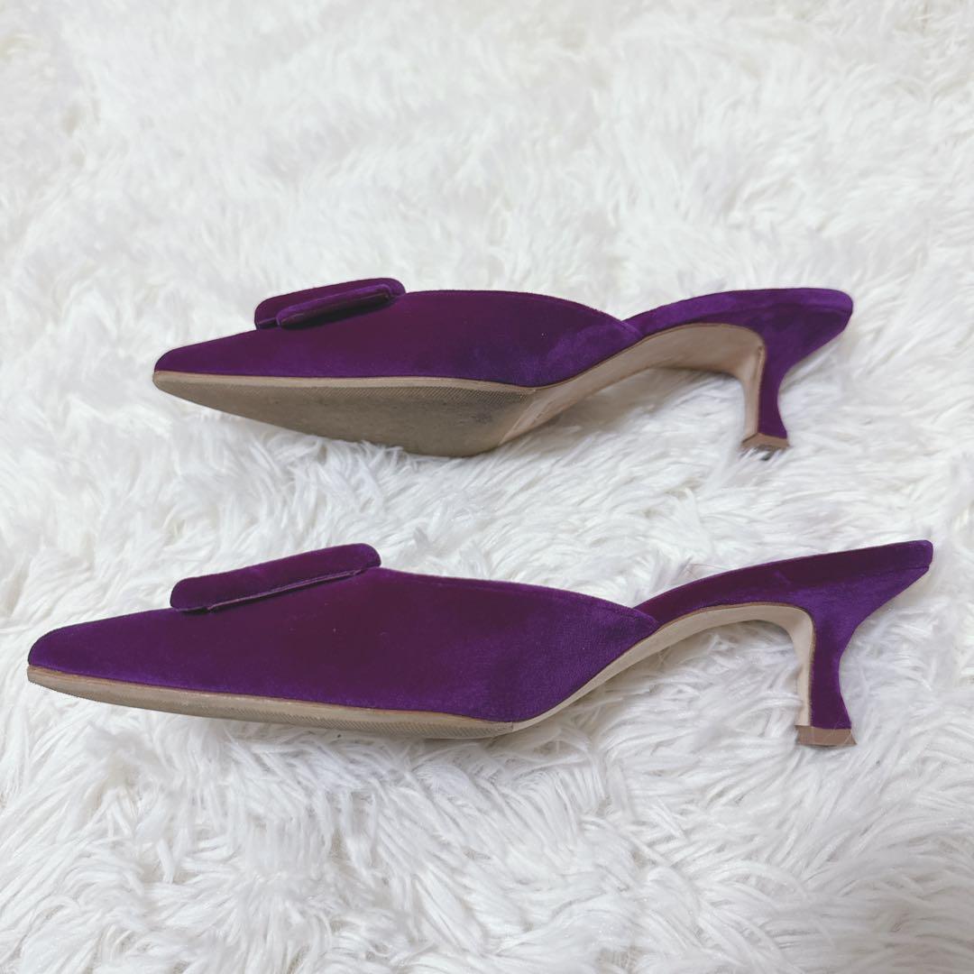 Manolo Blahnik マノロブラニク　メイセール　ミュール　スエード　紫