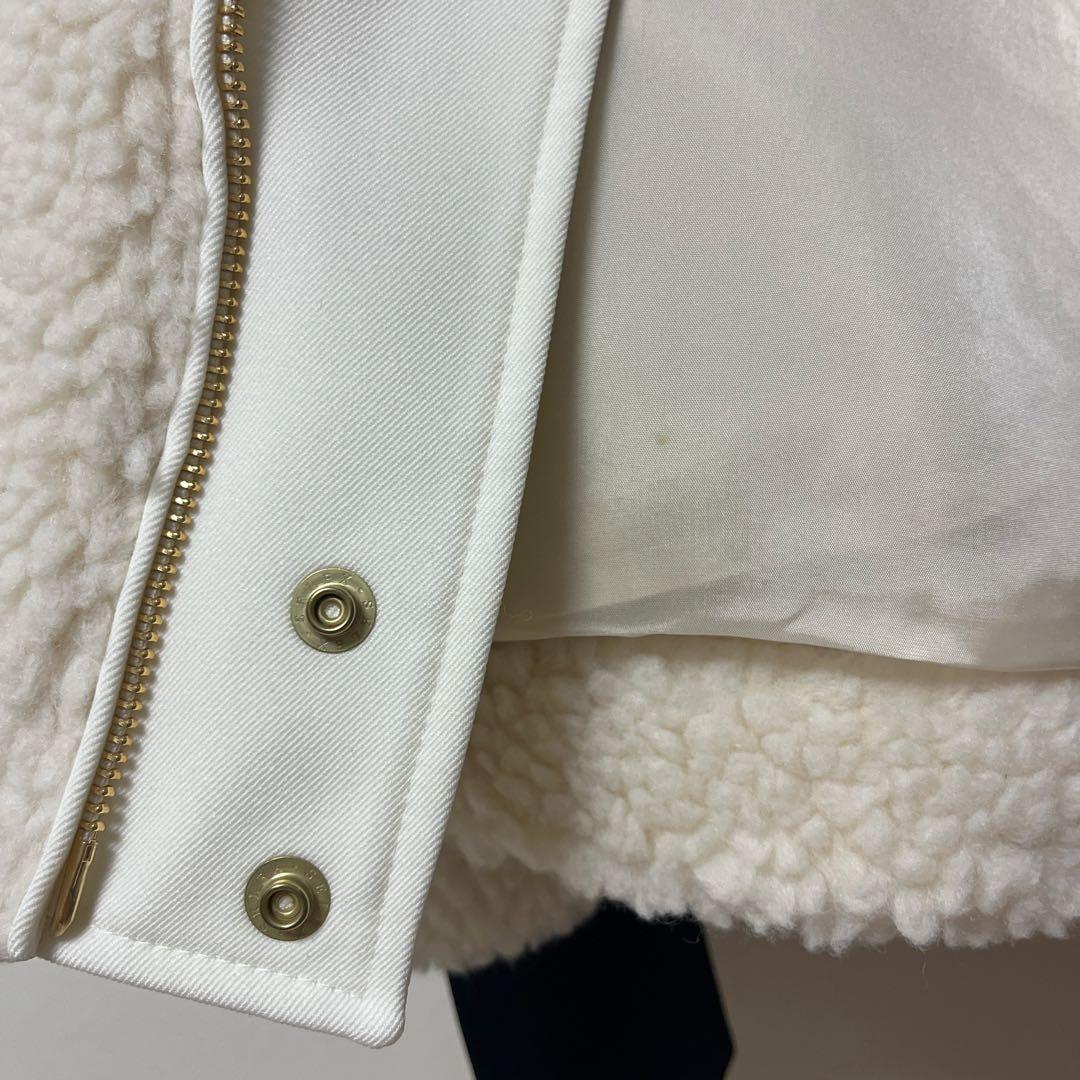 クルニ　アウター　ボアジャケット　ブルゾン　MA1　ウール　2　白系　金ジップ