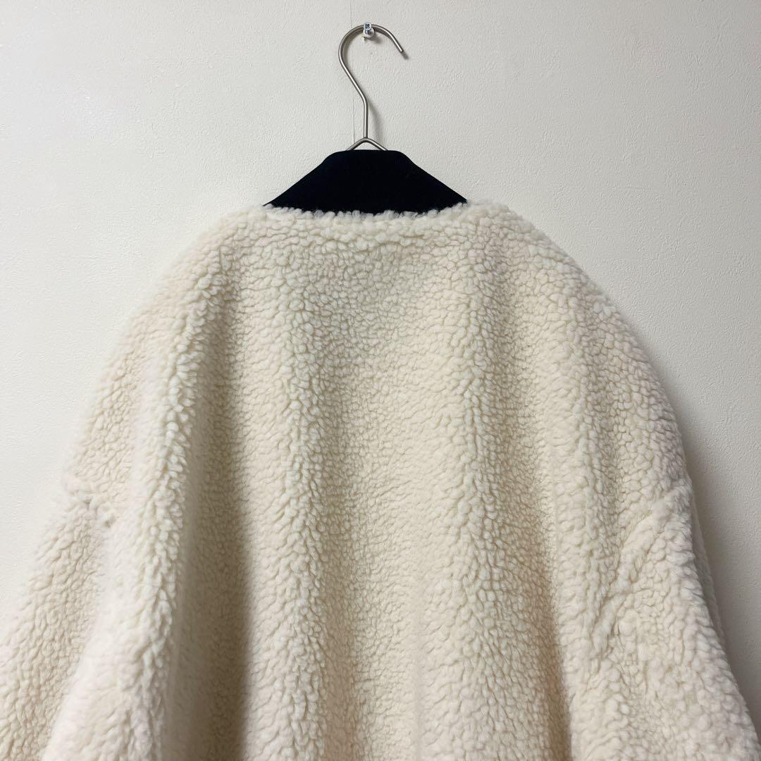 クルニ　アウター　ボアジャケット　ブルゾン　MA1　ウール　2　白系　金ジップ