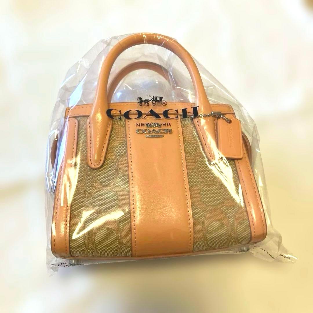 COACH サーモンピンク ハンドバッグ