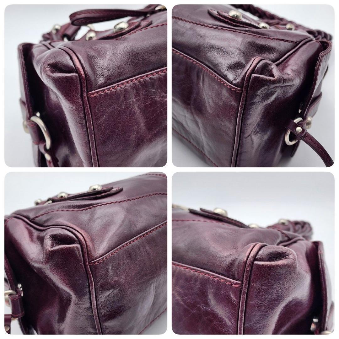 フランチェスコビアジア ショルダーバッグ 編み込みハンドル レザー レッド