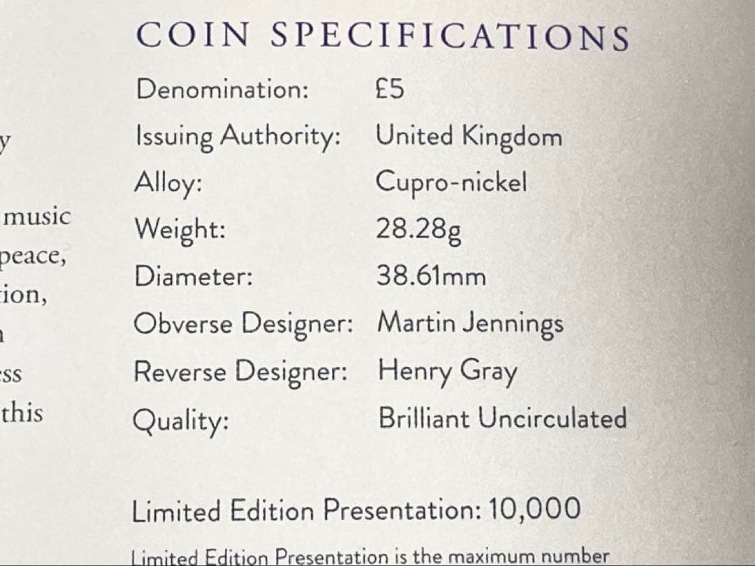 JOHN LENNON イギリス銀貨記念カラー限定10000 日本未発売