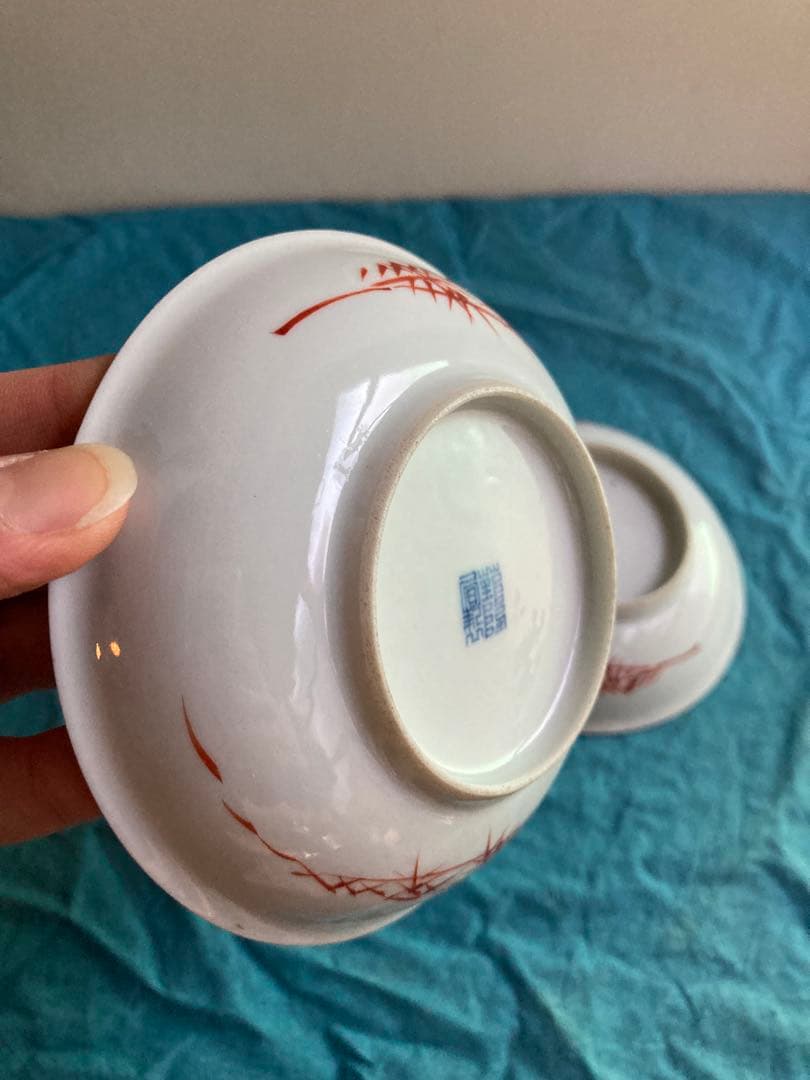 清朝　十錦手小皿　南京皿　二客