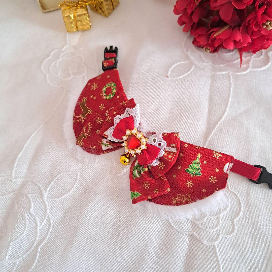 クリスマスシリーズ(赤雪だるま&サンタ)わんちゃん猫ちゃん用襟つき首輪