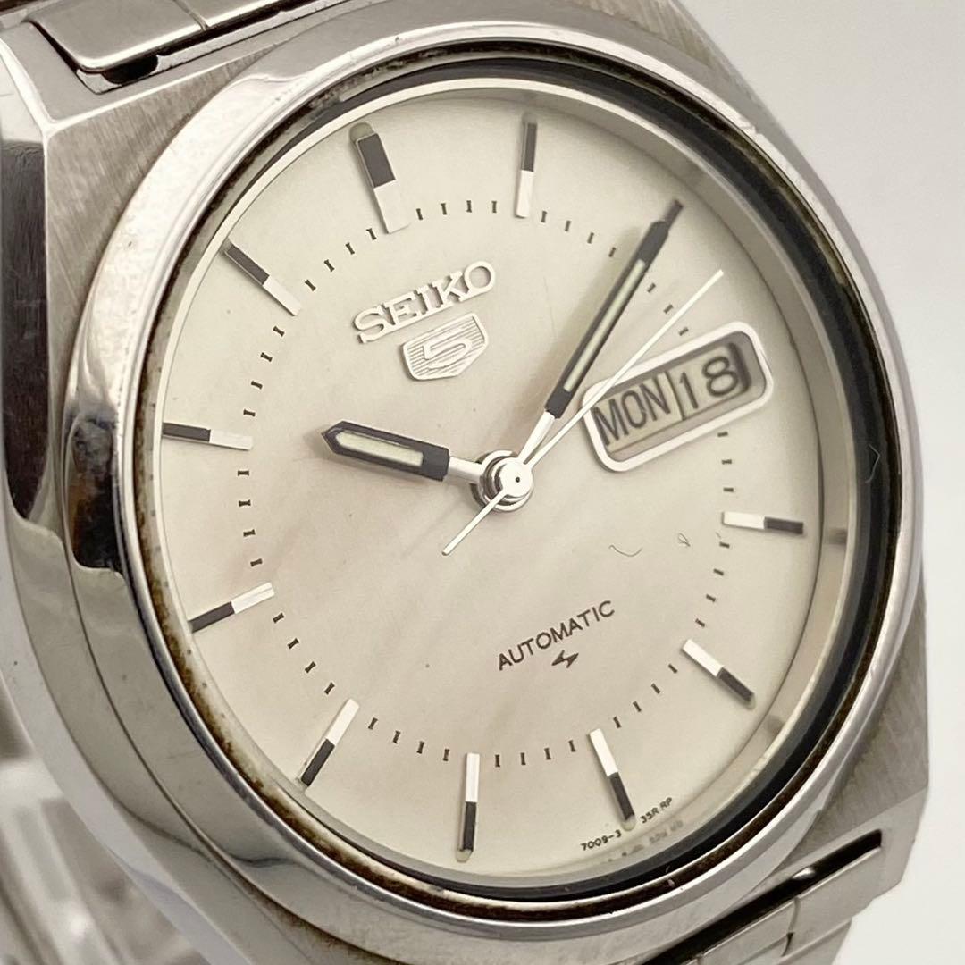 【稼働】SEIKO5 自動巻き 腕時計 デイデイト メンズ シルバー セイコー