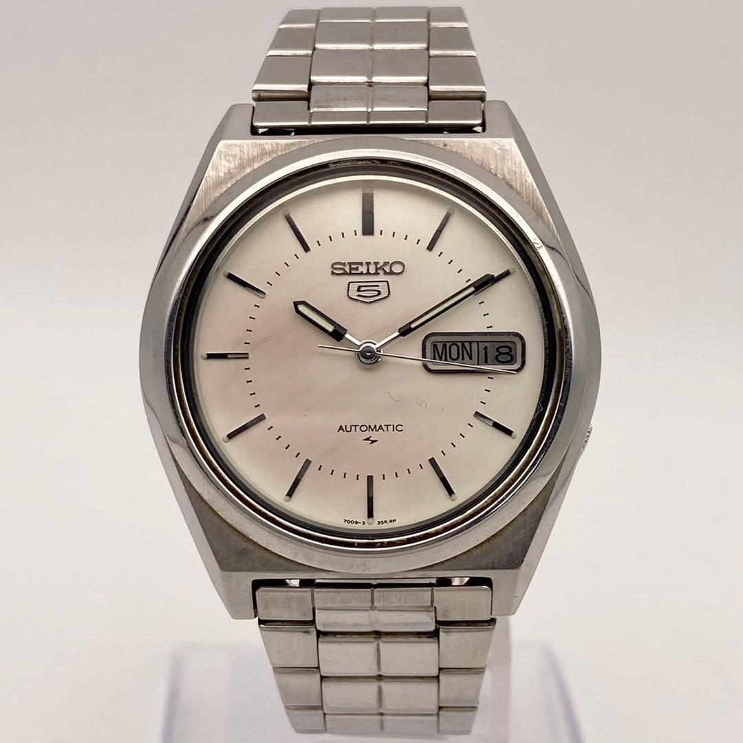 【稼働】SEIKO5 自動巻き 腕時計 デイデイト メンズ シルバー セイコー