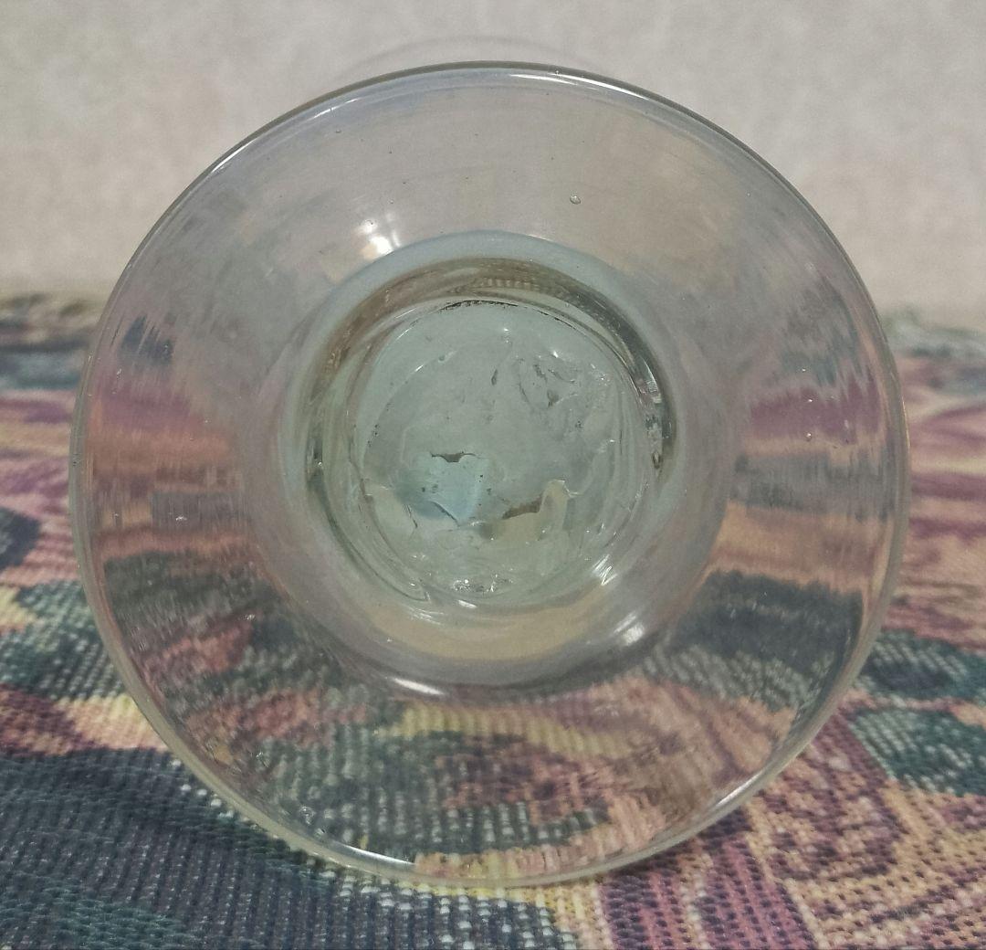 大正時代 乳白赤縁 輪つなぎ文様 なつめ型 太脚 氷コップ