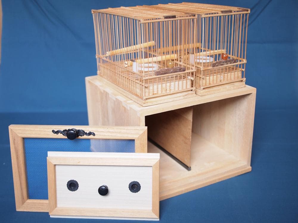 寝箱付き　２連メジロかご　未使用保管品