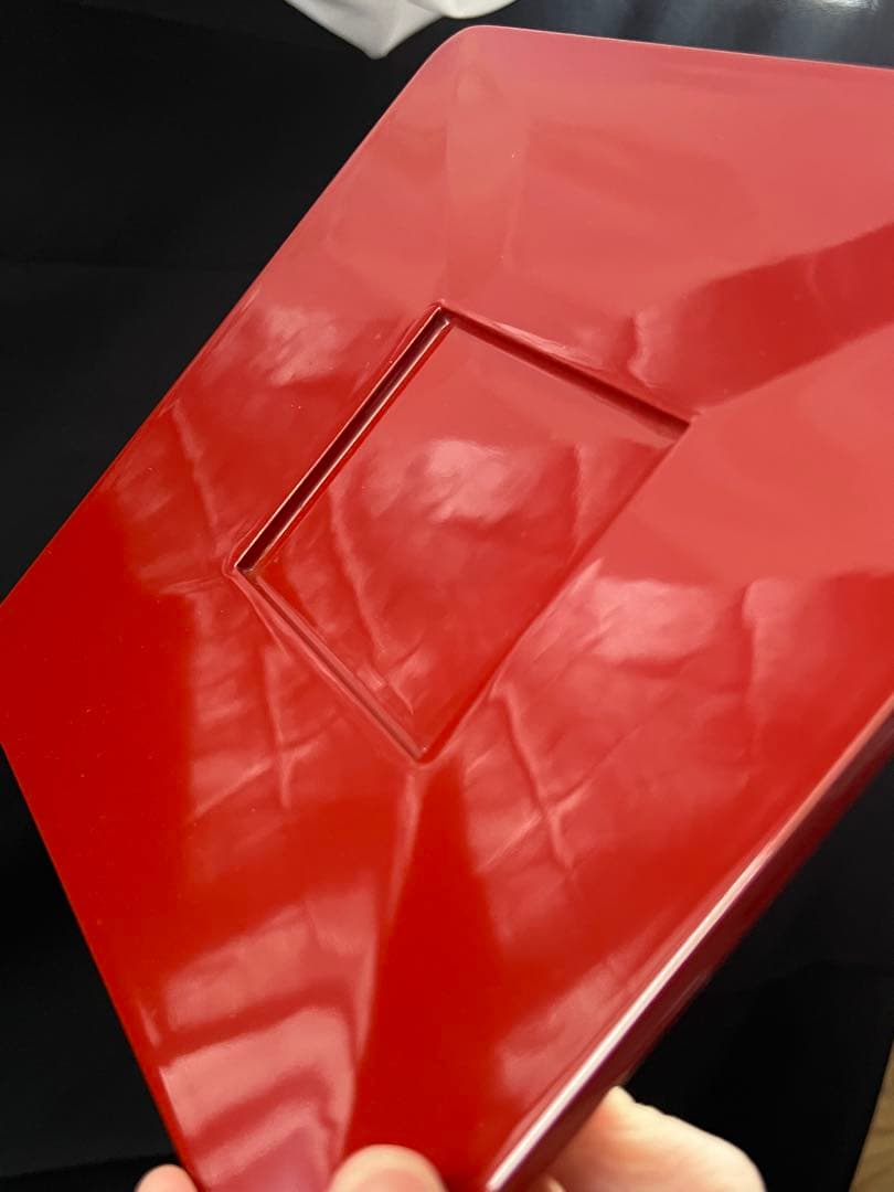 平安　鈴木光入造 朱　曽呂利盆 共箱あり そろり盆　花入置き