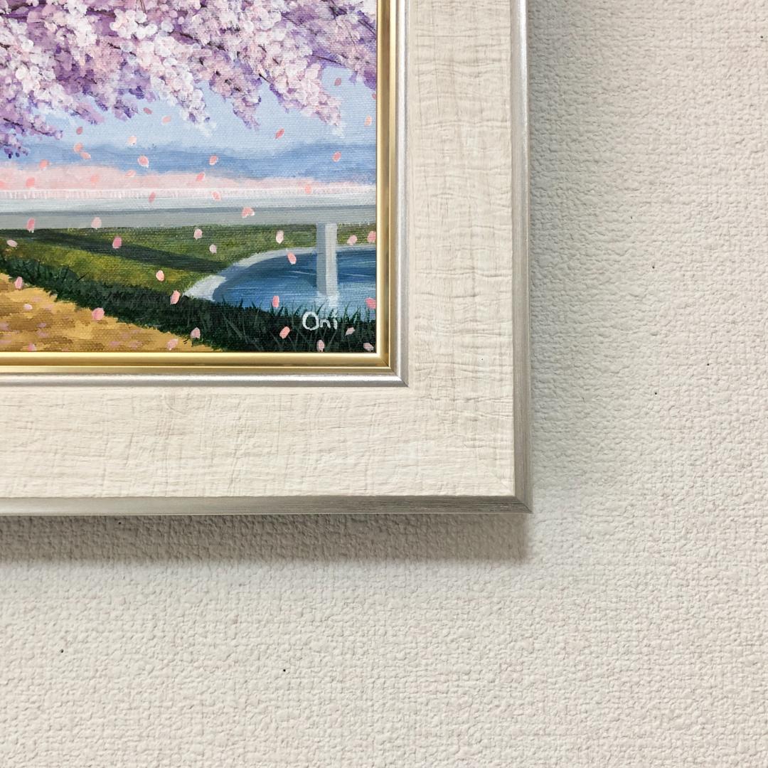 アクリル画　原画　「春爛漫03」額縁付　F4サイズ　キャンバス