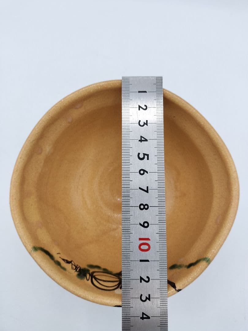 c443 茶碗 赤織部 人物唐花 佐藤和子 木箱 茶道具 古物