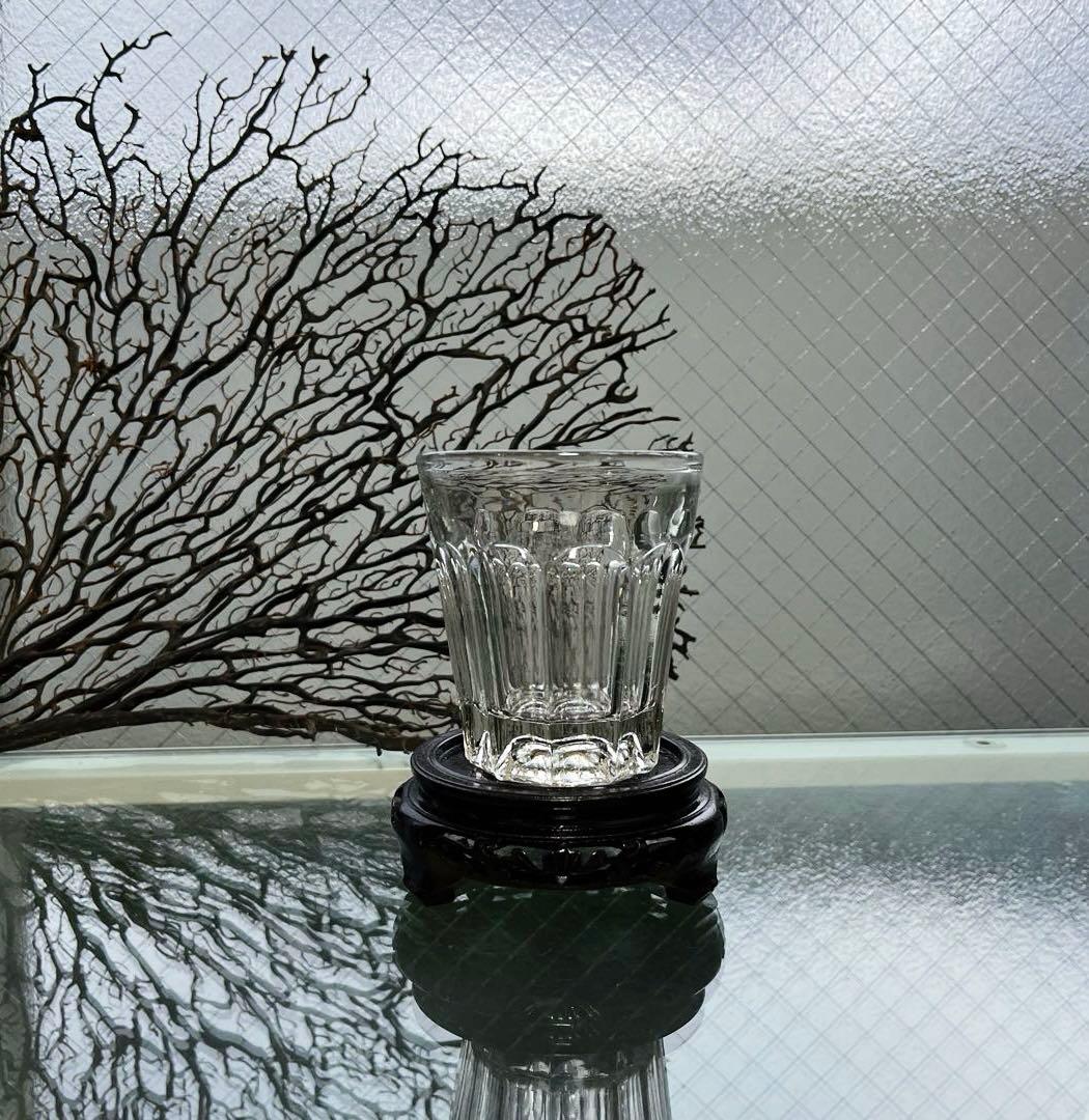 骨董　時代ガラス　ゆらゆら　気泡入り　希少銀色　水飲みコップ　剣先コップ　ウラン