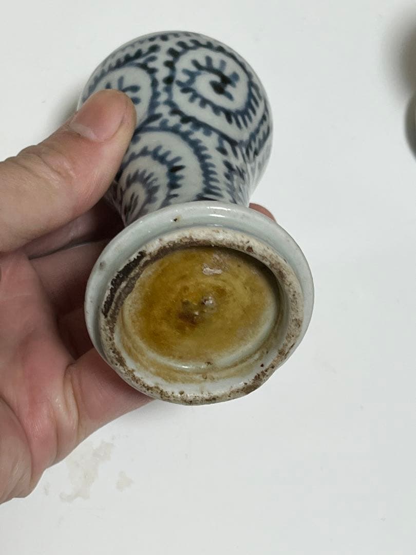 古伊万里 染付  鑑賞陶器　江戸中期　古伊万里染付蛸唐草鶴首瓶