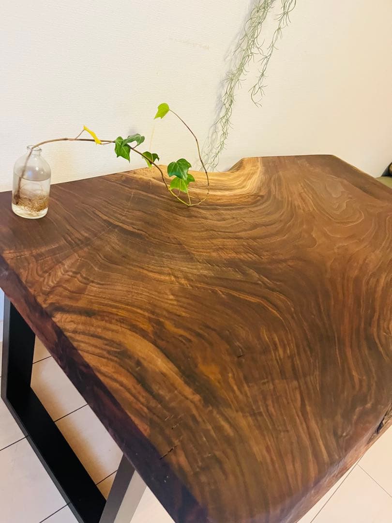 ブラックウォールナット　一枚板テーブル　ローテーブル