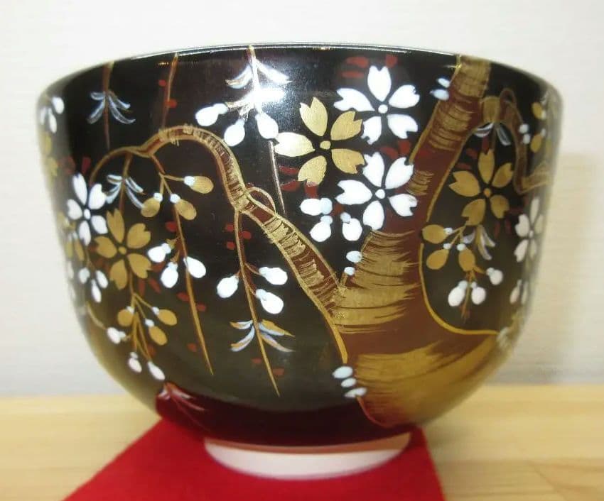 送料込【逢絢亭・新品】茶道具 茶碗 京焼 春の宵の図 錦光山香峰 共箱入り