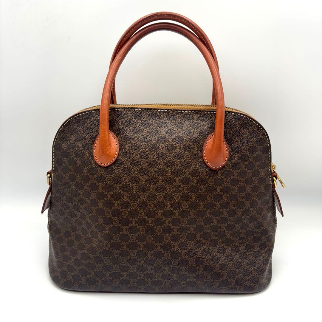 CELINE セリーヌ マカダム ハンドバッグ トップハンドル ブラウン