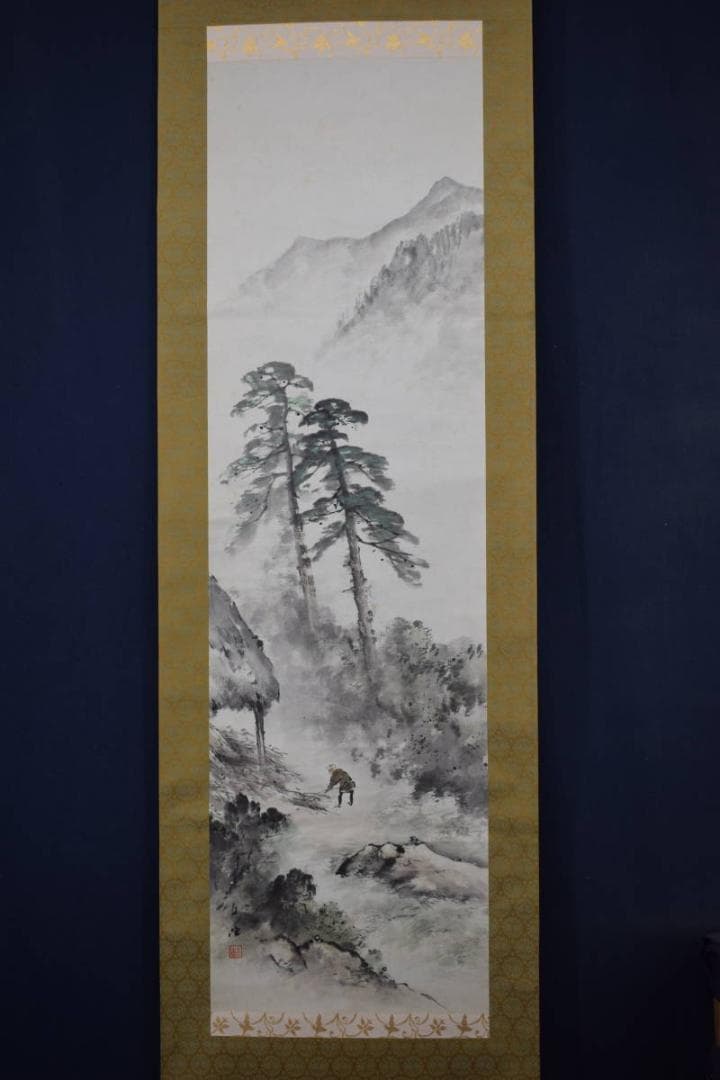 【真作】佐藤古岫/山家間日図/山家人物図/掛軸☆宝船☆Y-209　JM