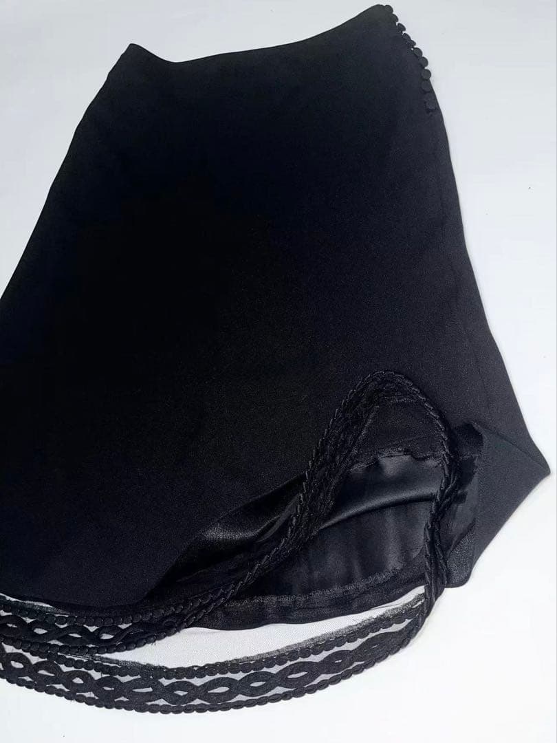 Christian Diorブラック フレアスカート レース裾