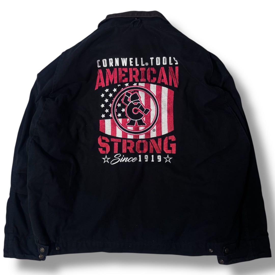 BERNE 古着 デトロイトジャケット XL バック刺繍 ブラック アメカジ