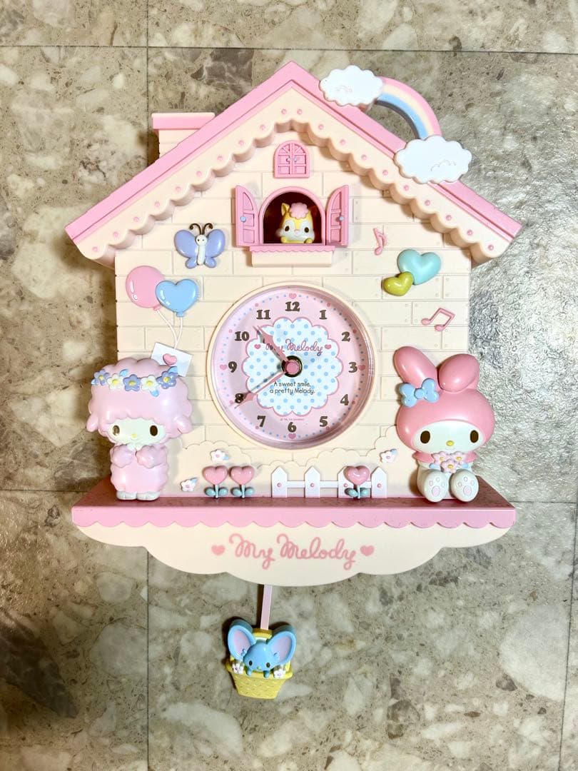 マイメロディ 家型掛け時計 ピンク　美品