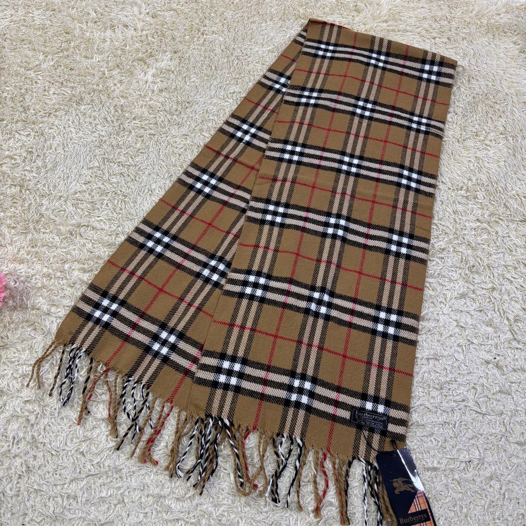 タグ付き新品　バーバリーズ　イギリス製　チェック柄　ウール　ロングマフラー
