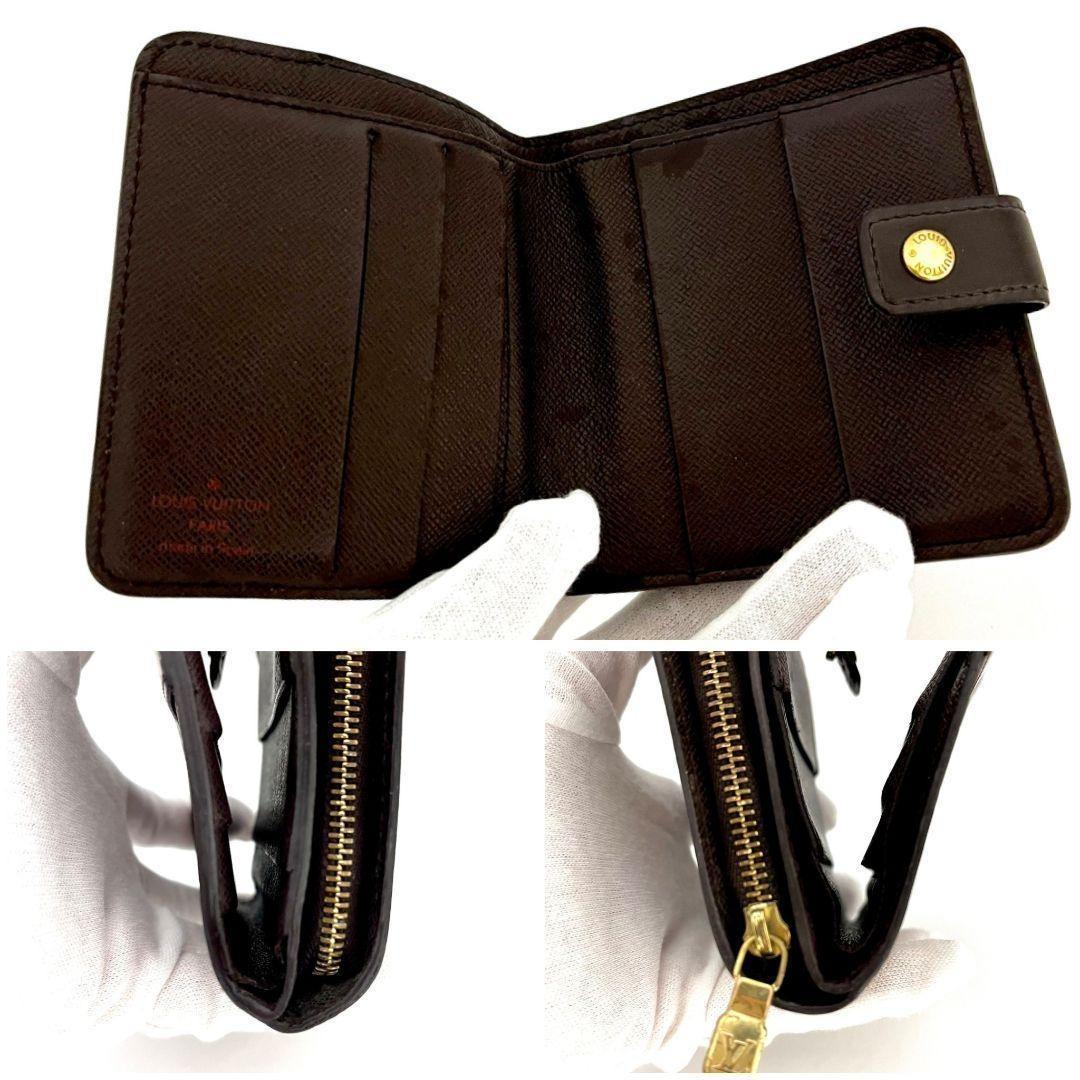 ✨極美品✨ルイヴィトン❣ダミエ コンパクトジップ ファスナー 折財布 ブラウン