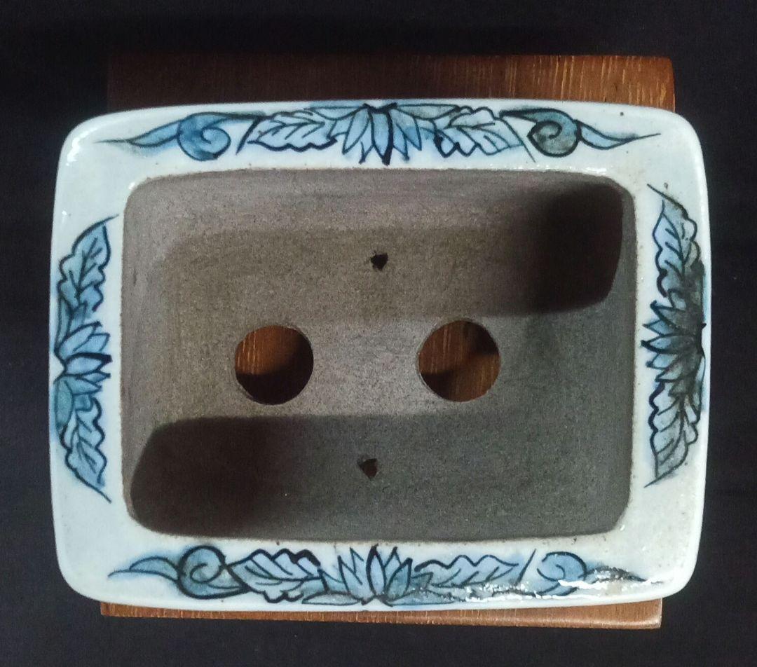 021.【陶翠窯 】エン付長角３号盆栽鉢/植木鉢