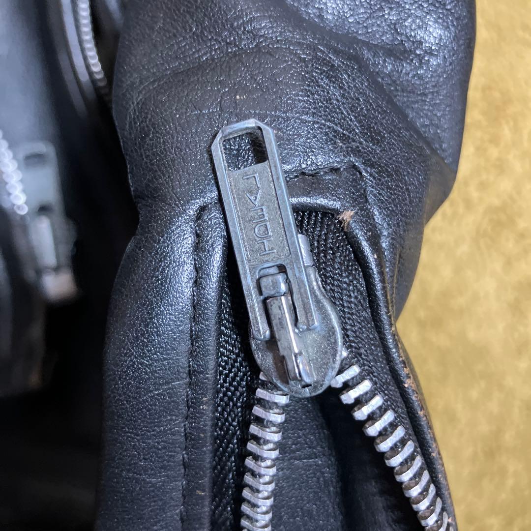 schott サイズ36茶芯 ブラックレザーシングルライダースジャケット