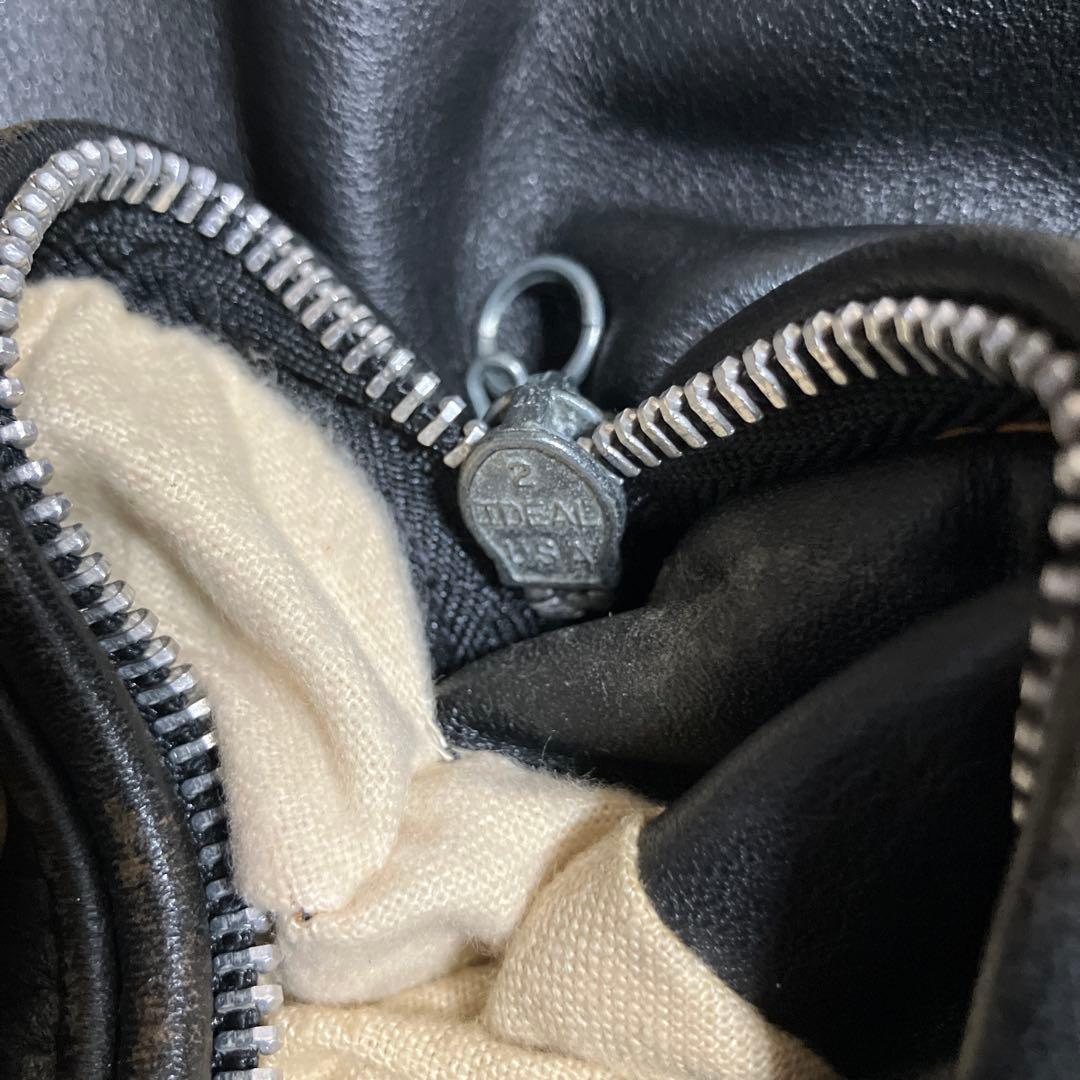 schott サイズ36茶芯 ブラックレザーシングルライダースジャケット