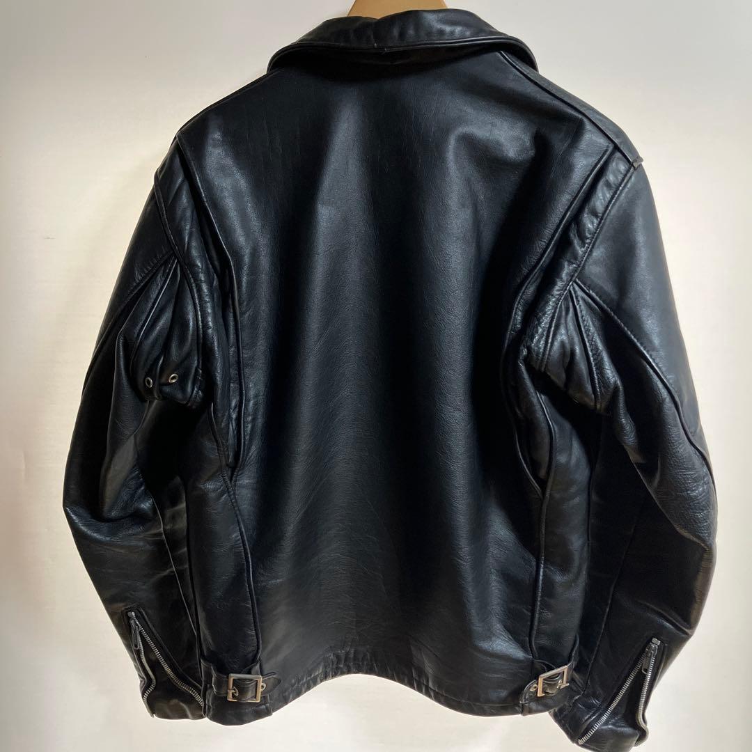 schott サイズ36茶芯 ブラックレザーシングルライダースジャケット