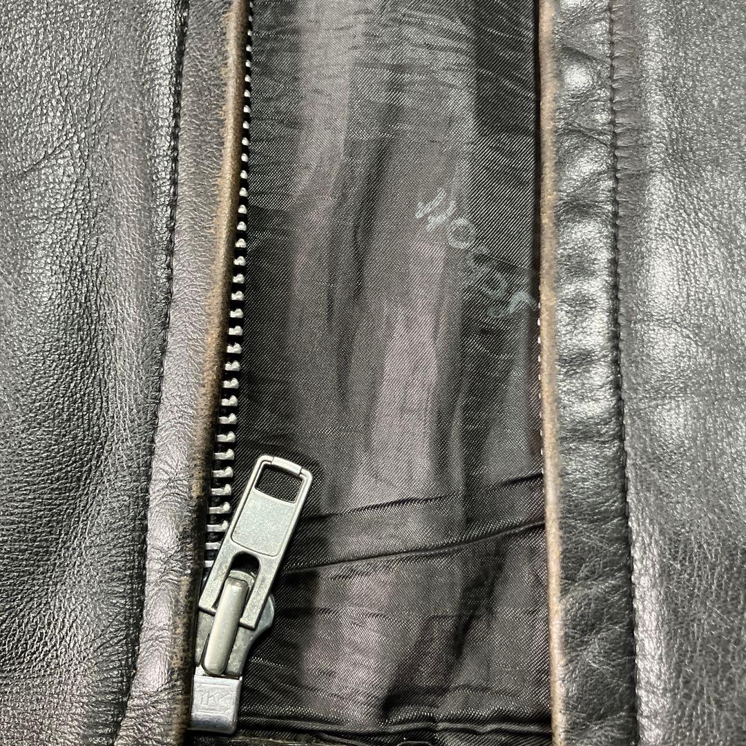 schott サイズ36茶芯 ブラックレザーシングルライダースジャケット