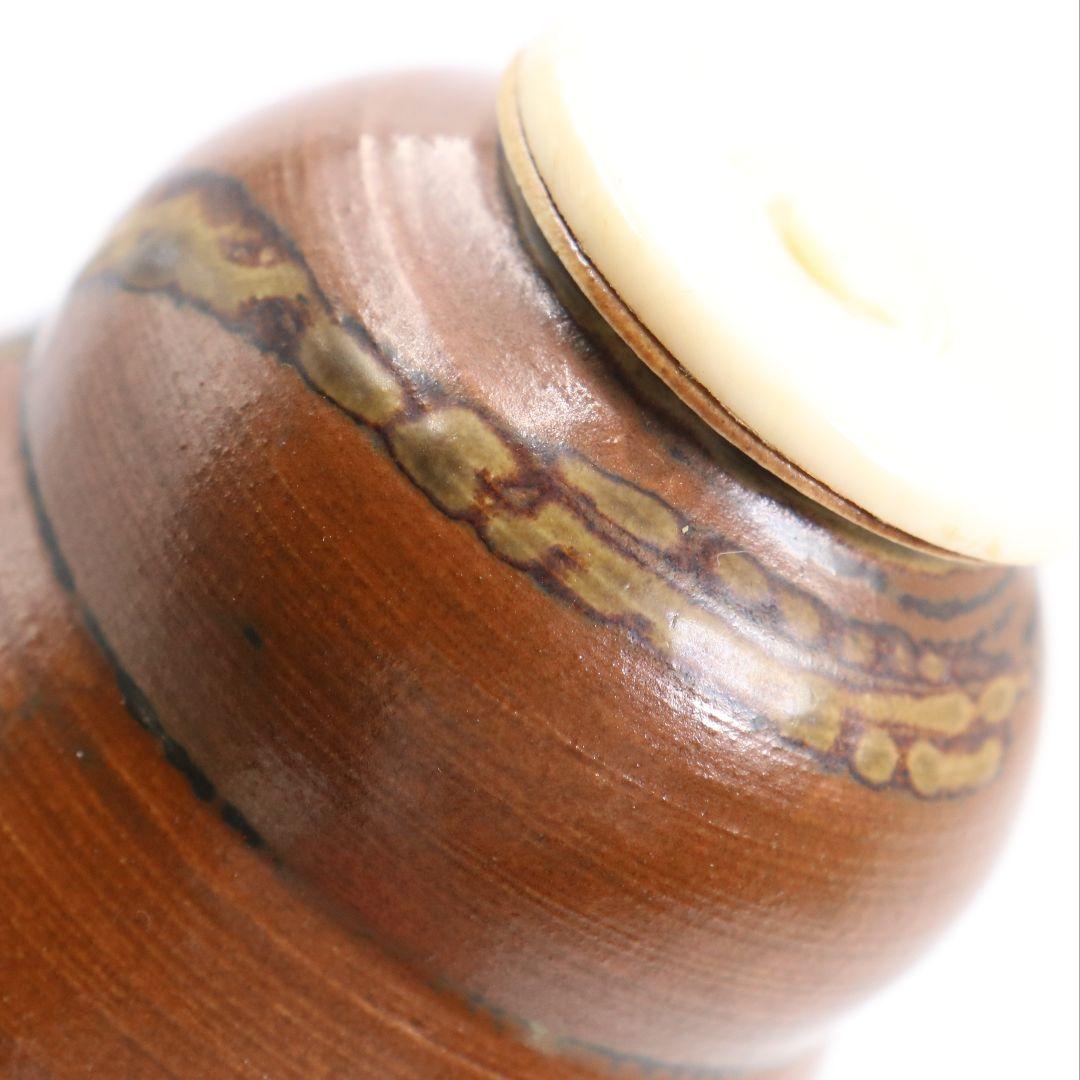 渡辺伸治作 中興名物 山雀写茶入 薩摩間道織留仕覆 茶道具 共箱　V912