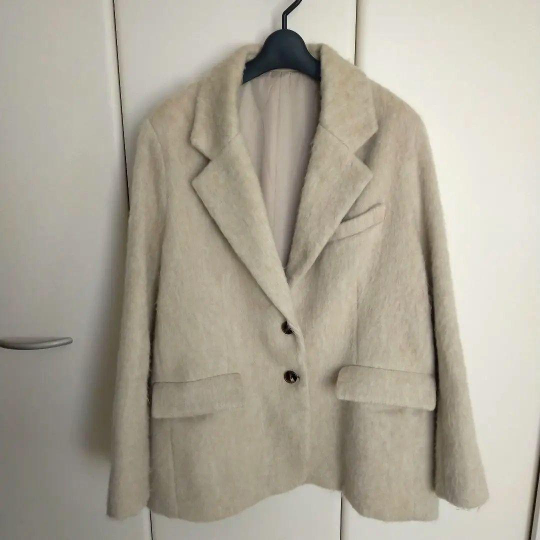 Basement online モヘアシャギージャケットコート　ベージュ