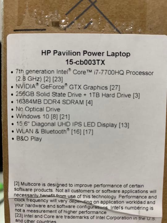 メモリー HP Pavilion Power Laptop 15-cb003TX