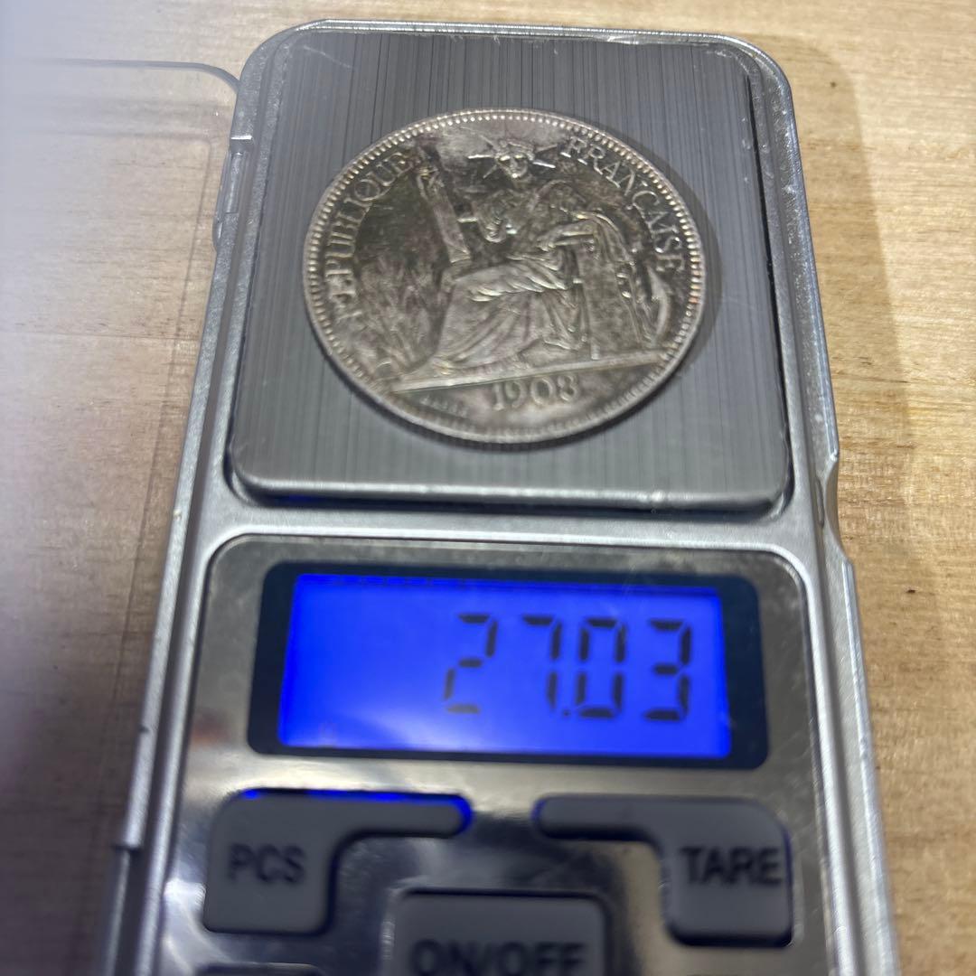 ハッパ様1908年 フランス ピアストル銀貨　トーン