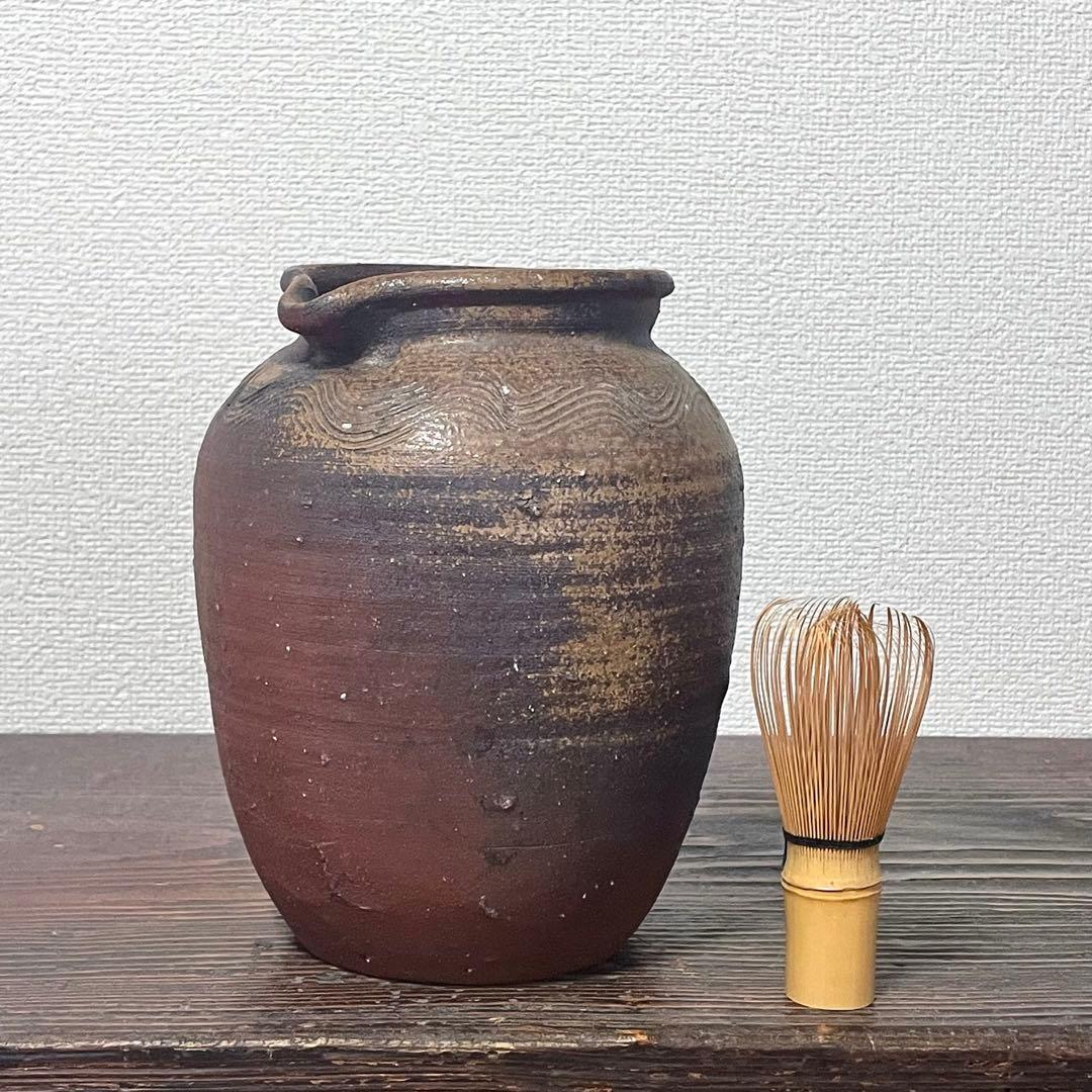 古備前 雀口 鳶口 壺 窯印 櫛目波状文 小壷 蹲 花器 花入