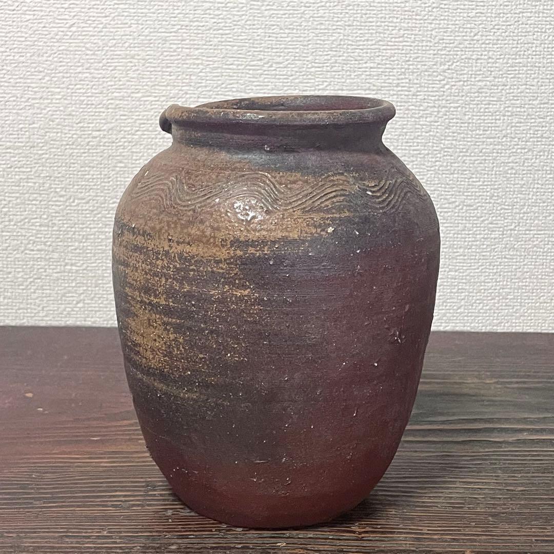 古備前 雀口 鳶口 壺 窯印 櫛目波状文 小壷 蹲 花器 花入