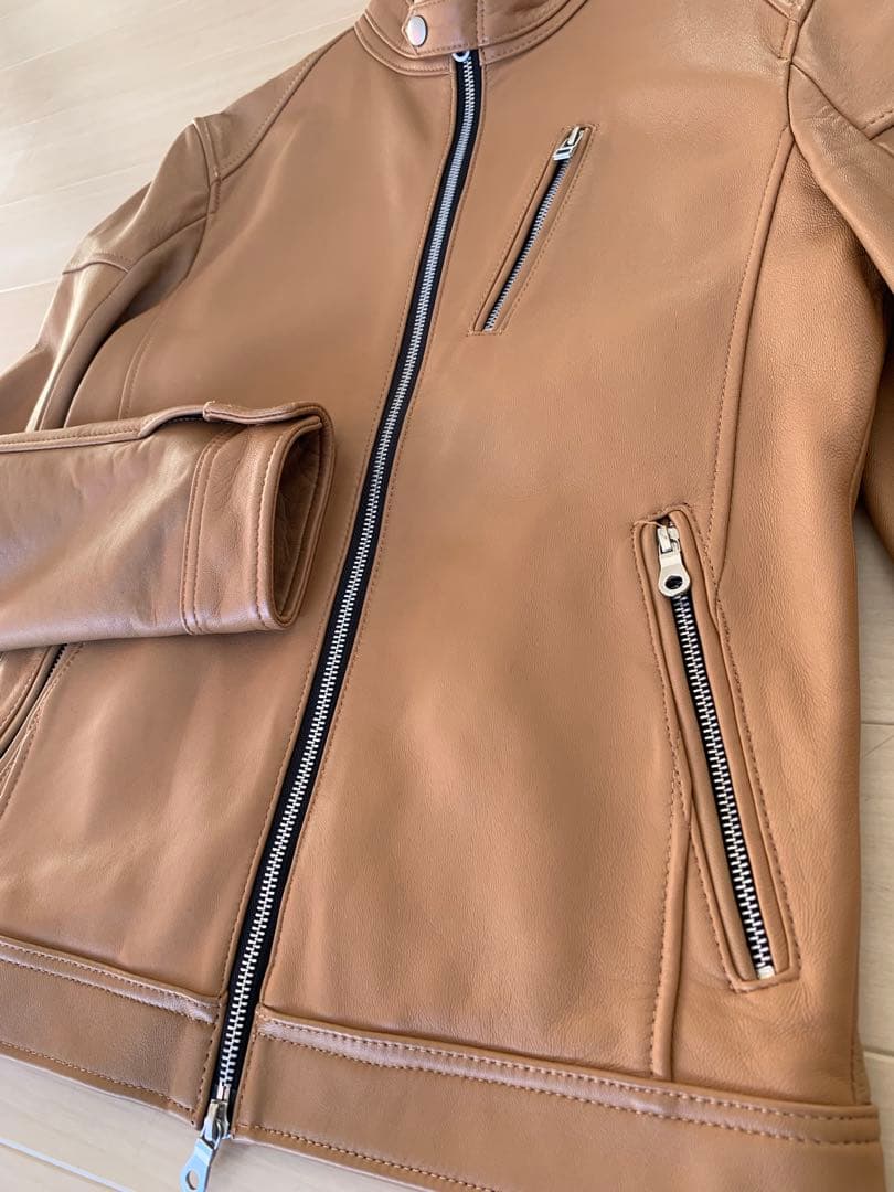 メンズビギ　【キャメル】シングルライダース 羊革 M　Rattle Trap