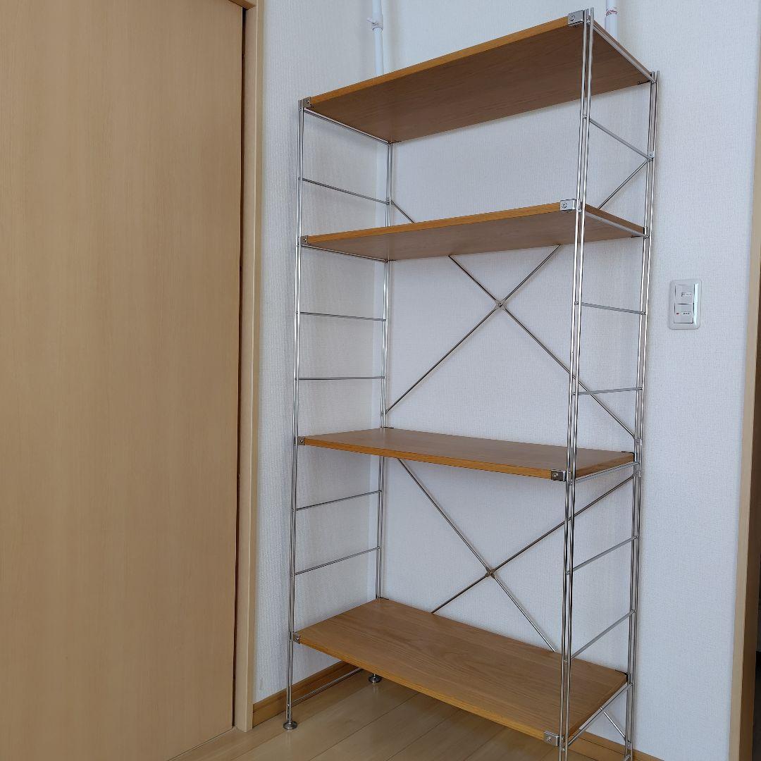 無印良品　ステンレスユニットシェルフ　ワイド大　オーク材棚板4枚